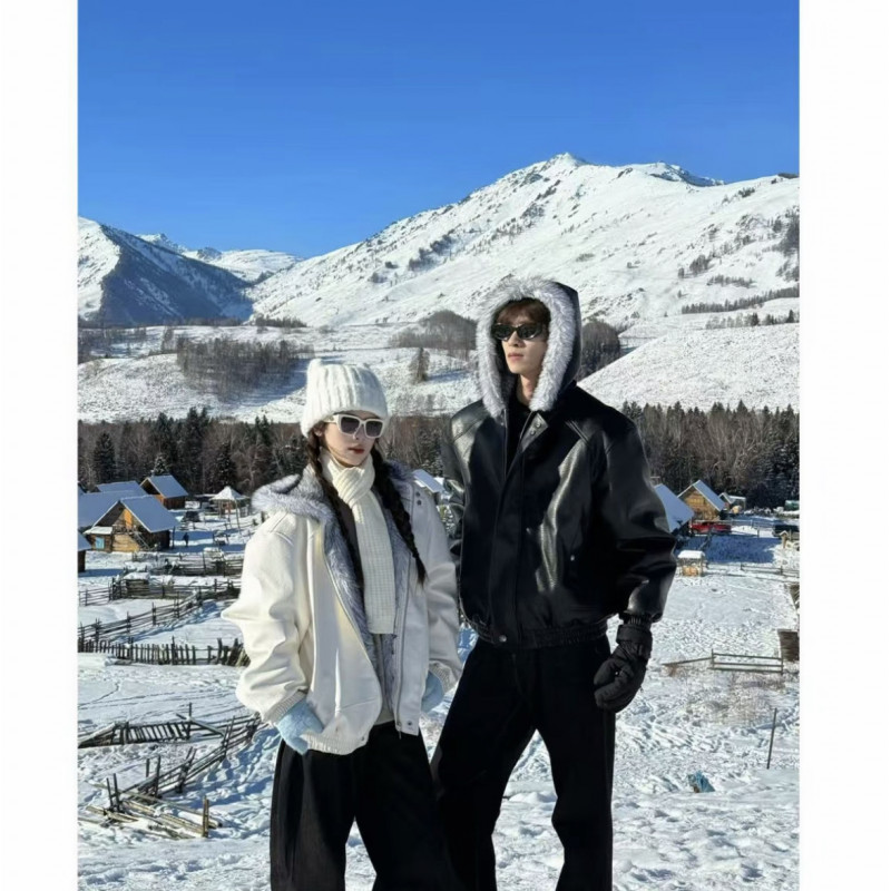 LIGGICC 座山雕棉服外套男冬季加厚连帽cleanfit短款毛领棉衣夹克