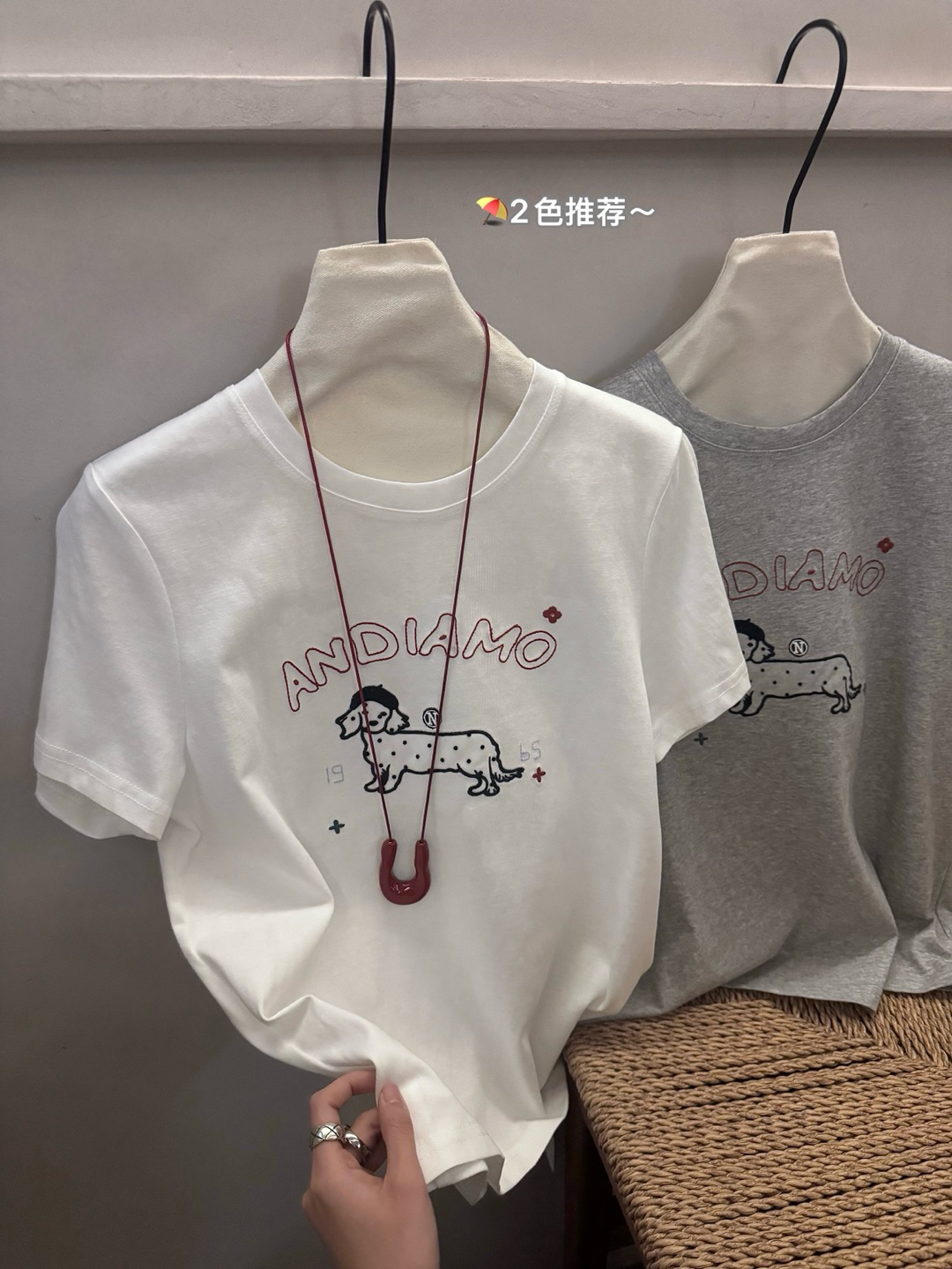 圆领百搭打底衫卡通T恤修身型宽松显瘦短袖杂志风宽松型
