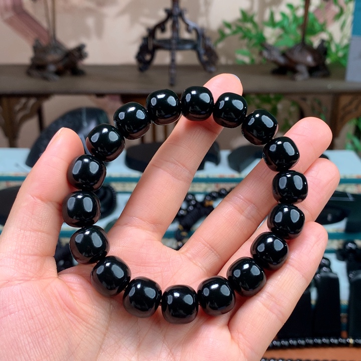 和田玉（青玉）手链未镶嵌烟*