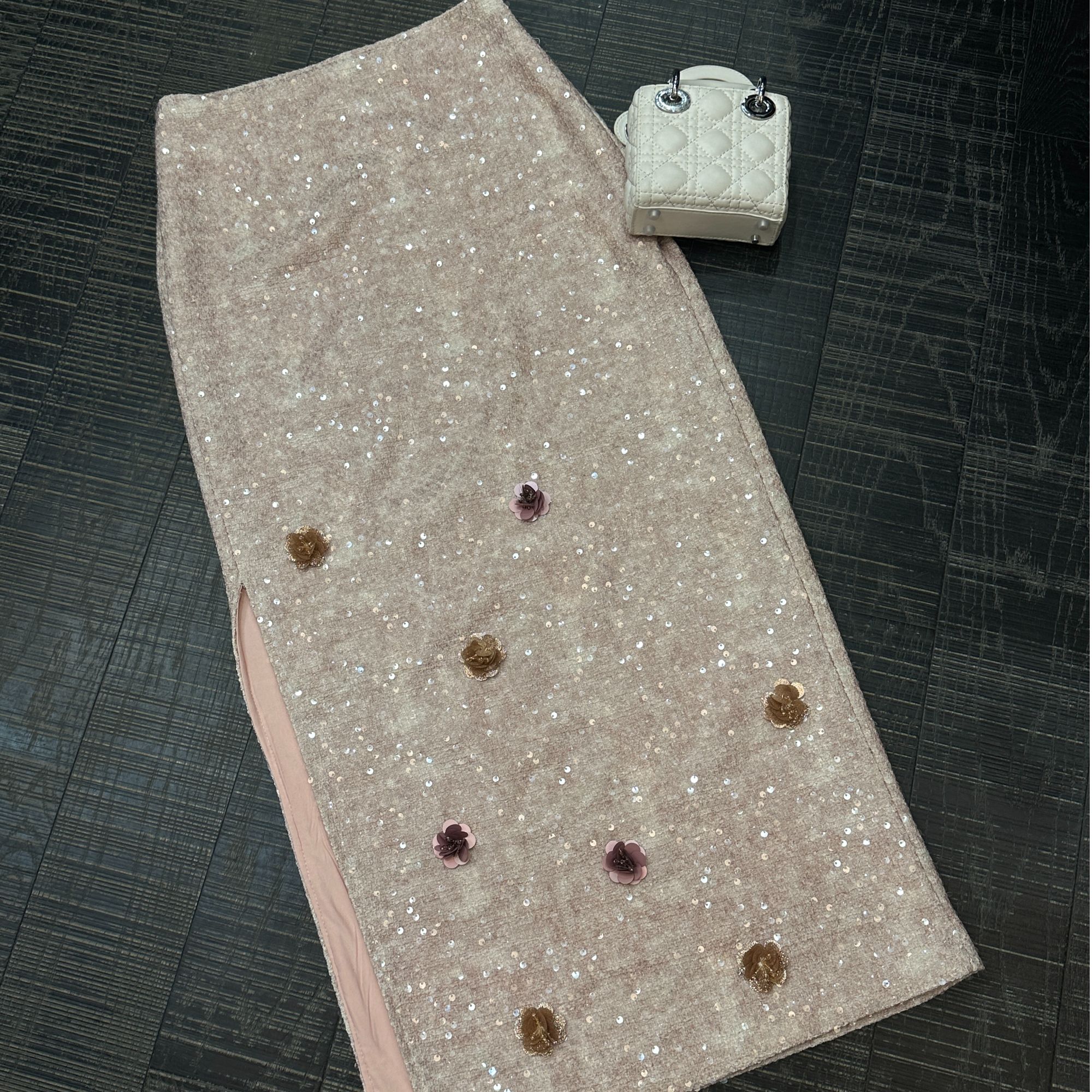 大气元（半身裙）立体花朵亮片裙