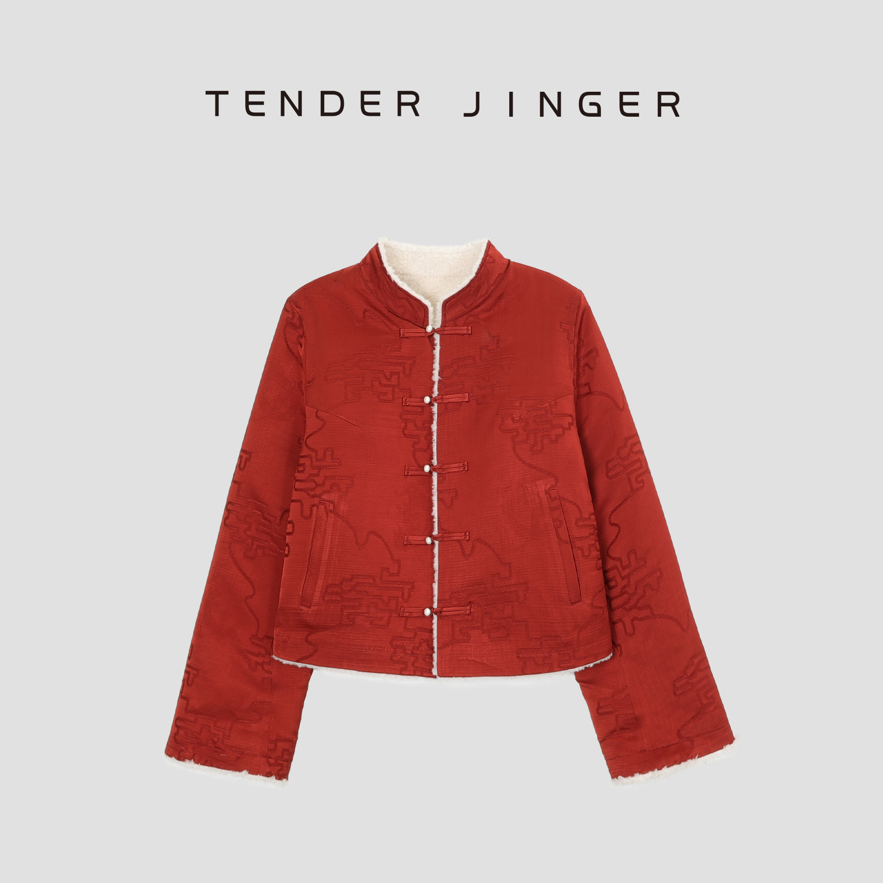 Tender Jinger【黑标】女士时尚新中式两面穿羊毛短外套T44MDD253C