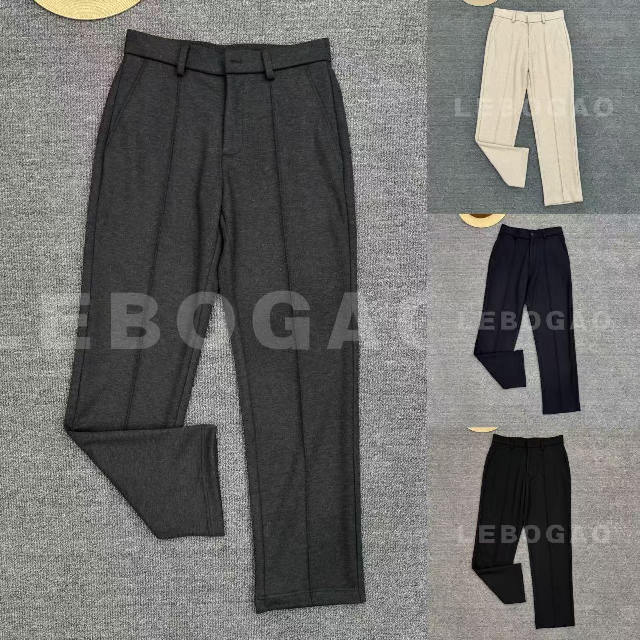 羊毛醋酸男士休闲裤简约时尚毛呢长裤秋冬新款高端直筒裤-231