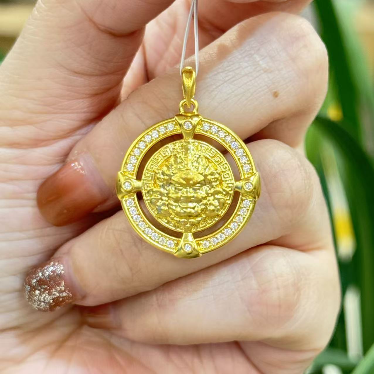 阿敏-Y【镂空黄财财吊坠点钻】足金5D无氰硬金（附加258/158/0）