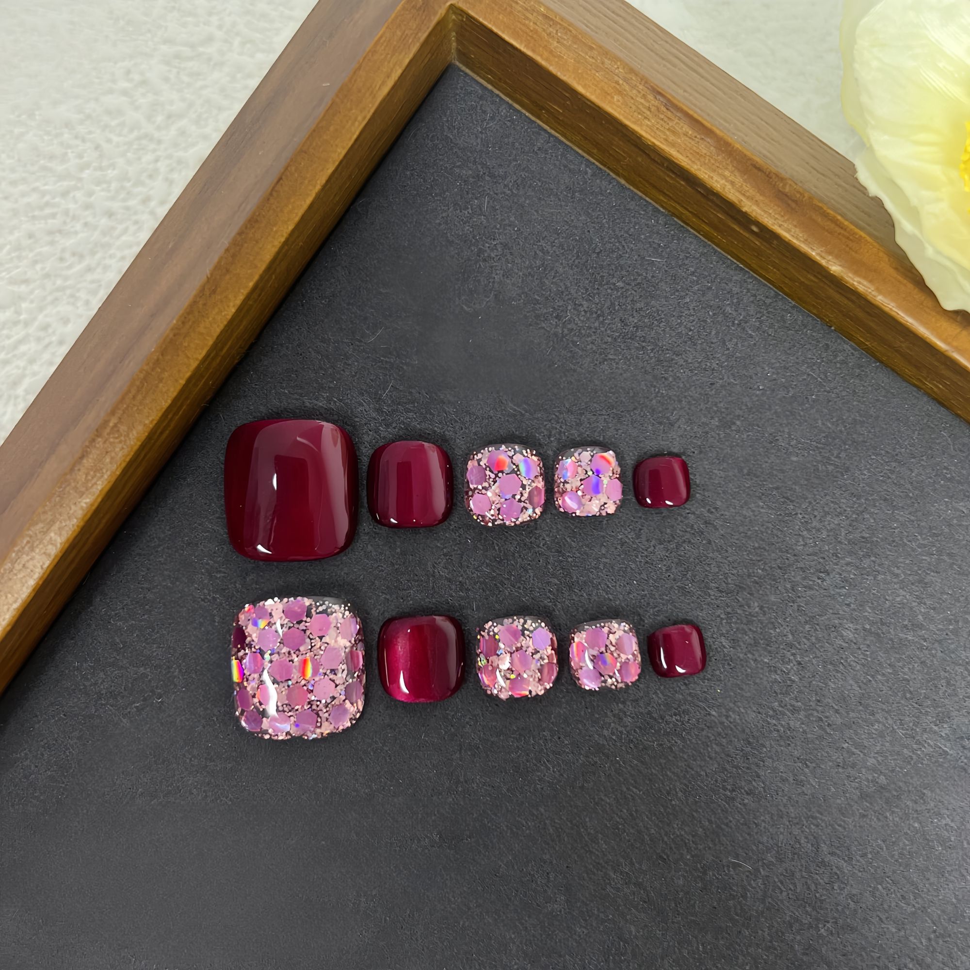 美甲熊 原创高级轻奢纯手工穿戴甲 脚甲 编号 26100