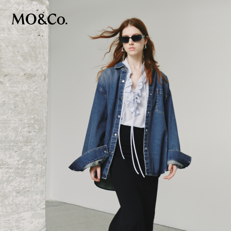 【陈大可专属】MOCO春秋土耳其棉怀旧洗褪细钻衬衫外套MBD1JKTT22