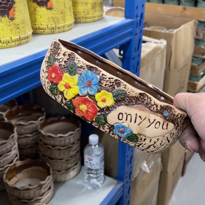 陶瓷花盆单场满9.9发17*9.5*5.5