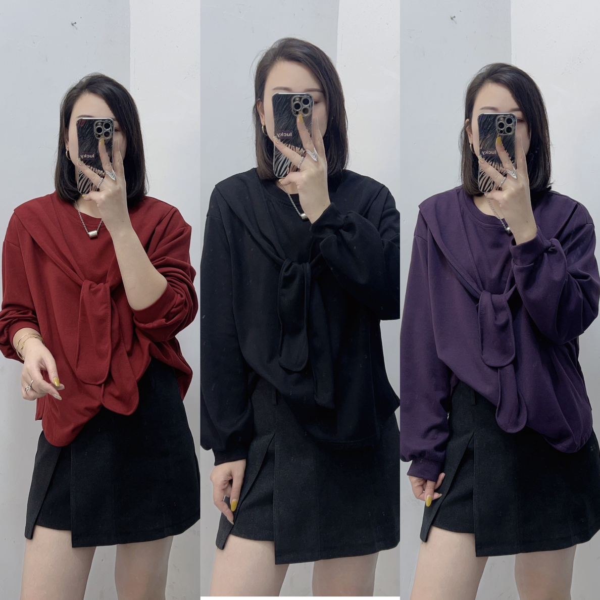 莎姐家韩版时尚正肩大版显瘦卫衣18130