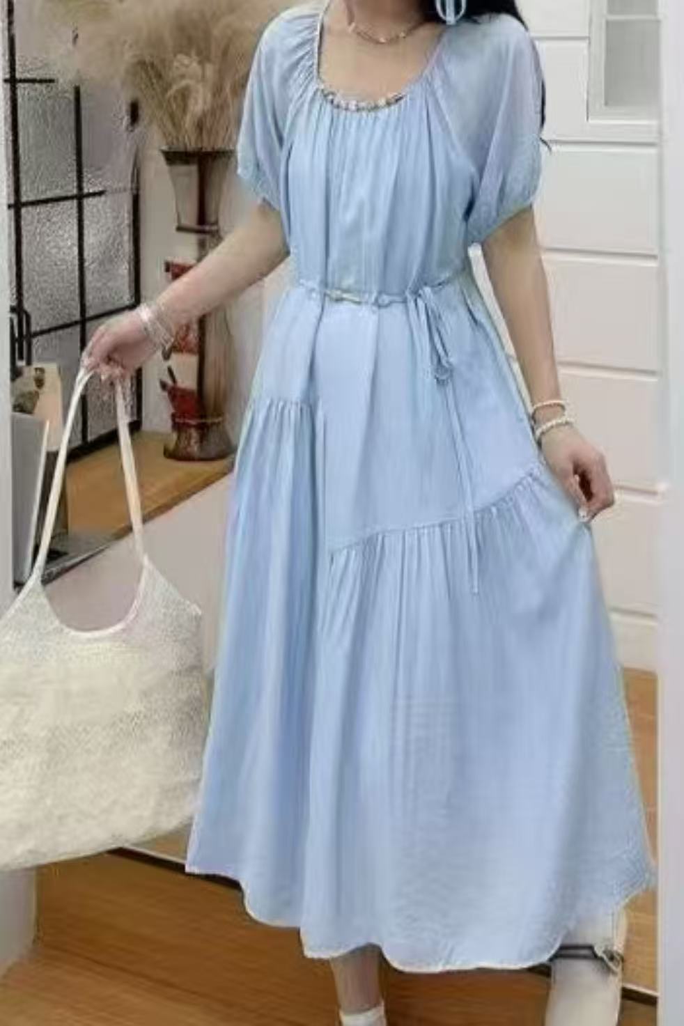 Q671蓝时尚串珠时尚连衣裙837