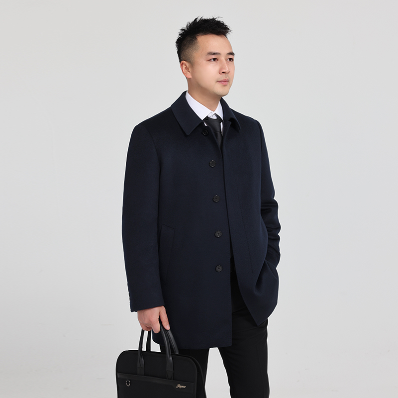【100山羊绒】XG95鹅绒内胆单排扣长款行政夹克外套