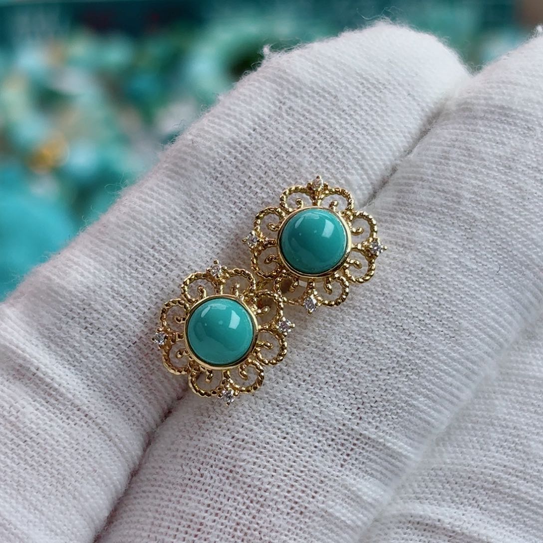 绿松石18K金镶嵌珠宝奇石