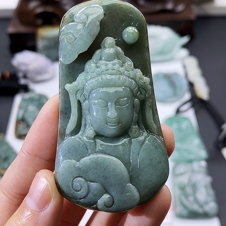 我***取翡翠未镶嵌颈饰缅甸翡翠a货观音头