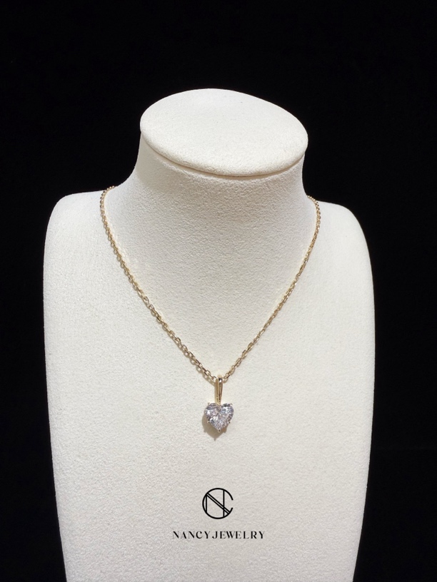 合成钻石【念慈高定】14k一克拉爱心吊坠款项链ins高级感/配链子