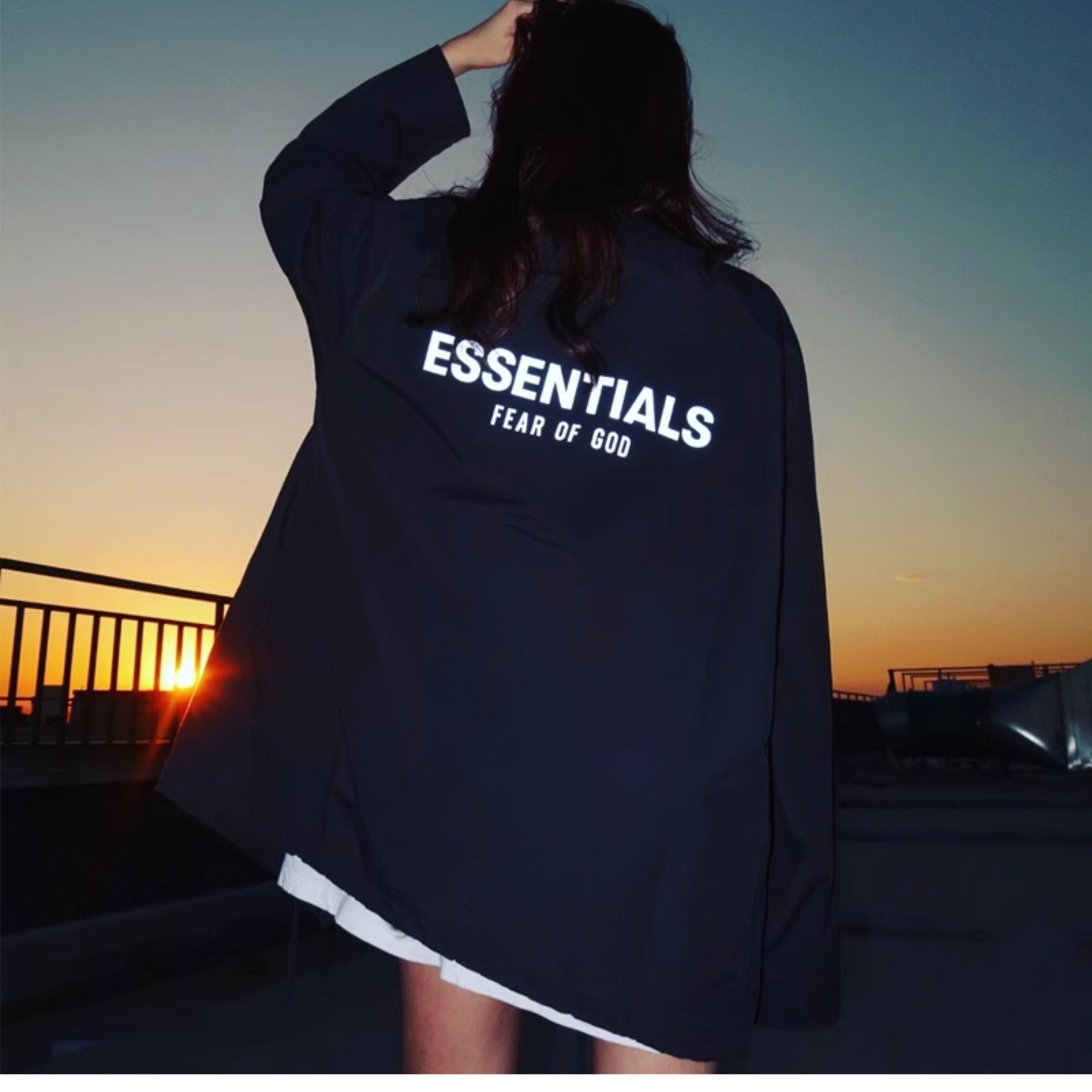 复线ESSENTIALS秋冬潮牌夹克反光字母风衣外套美式冲锋衣