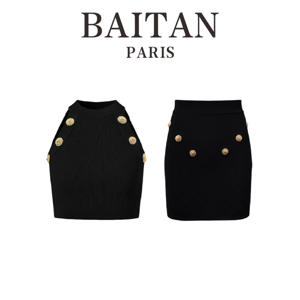 黑色菱格纹进口针织背心女春修身显瘦遮肉挂脖短上衣背心春夏