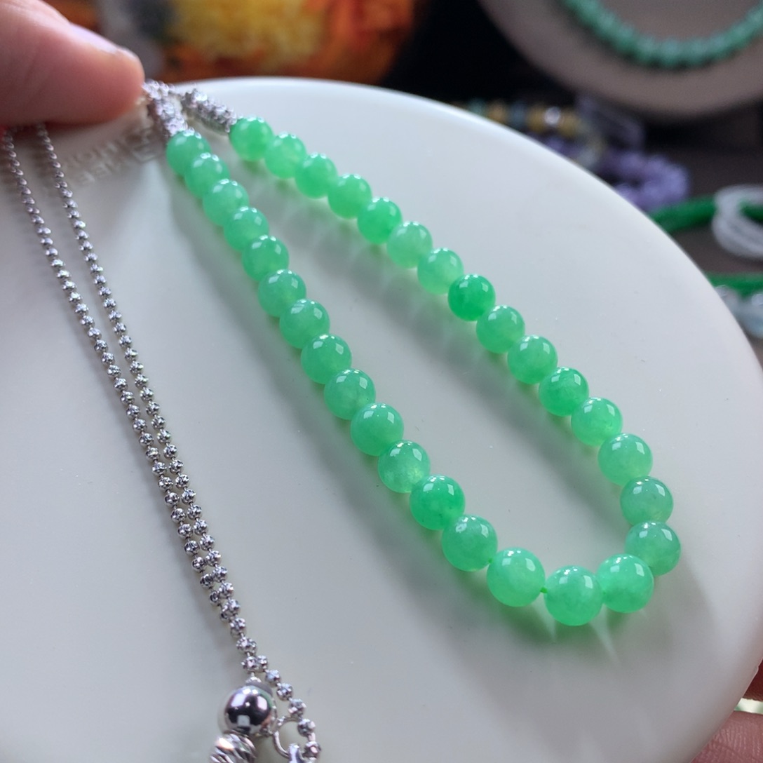 翡翠手链未镶嵌果绿项链手链两用款