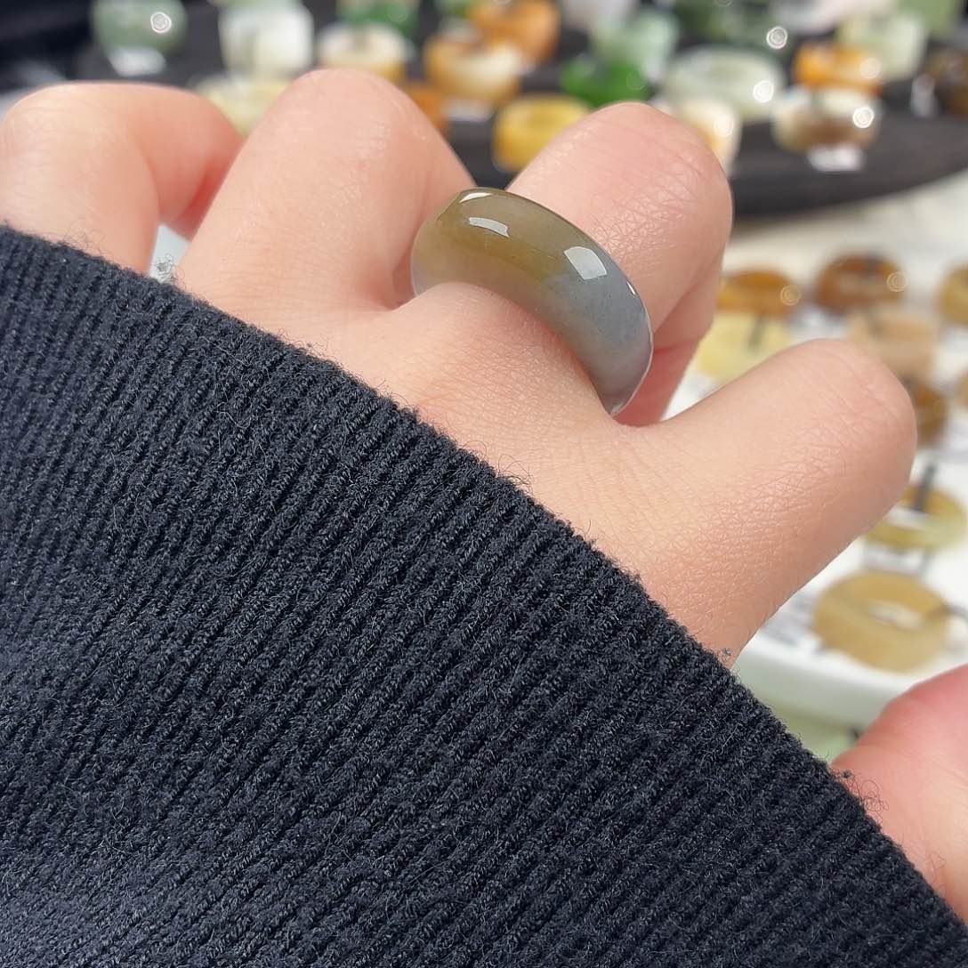 和田玉未镶嵌戒指S36一口糖馒头18.0