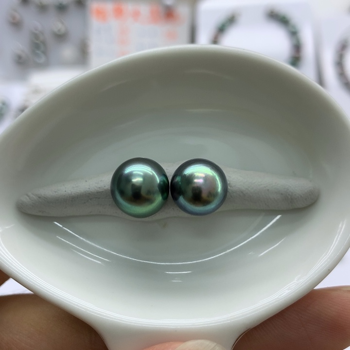海水珍珠裸珠蓝绿钻采10+
