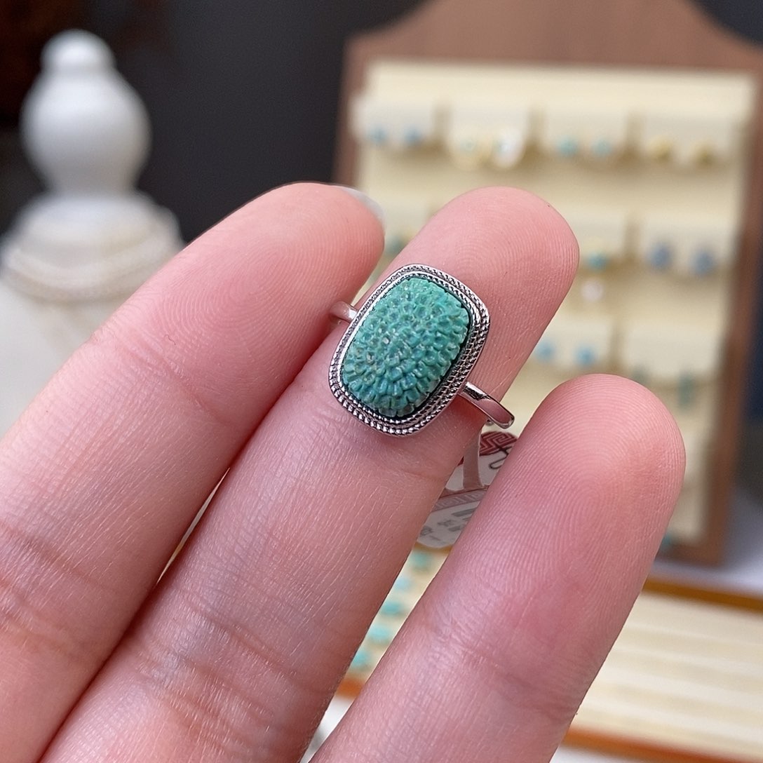 绿松石戒指银S925镶嵌