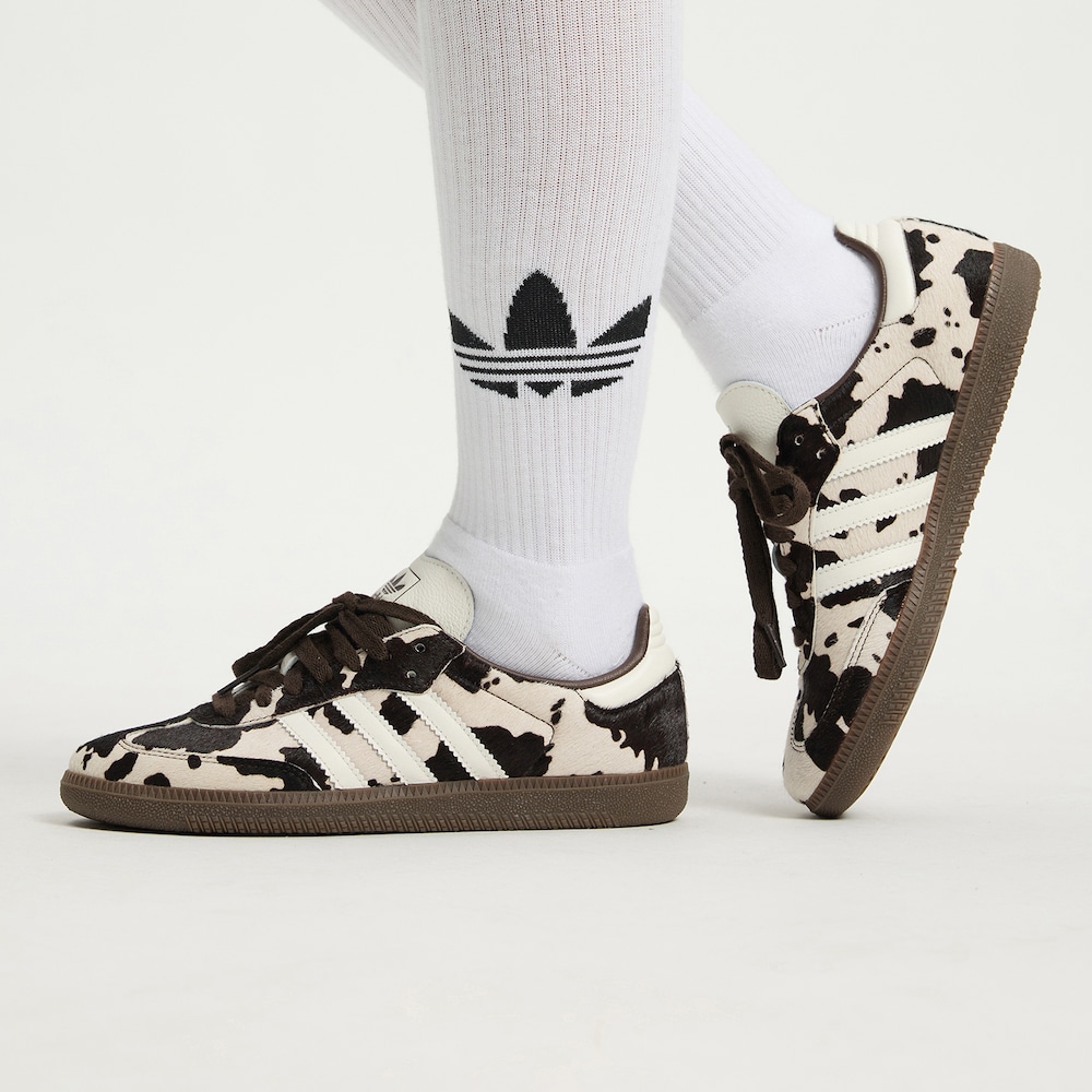 adidas 三叶草SAMBA OG W T头鞋经典奶牛纹印花鞋德训鞋KK2238