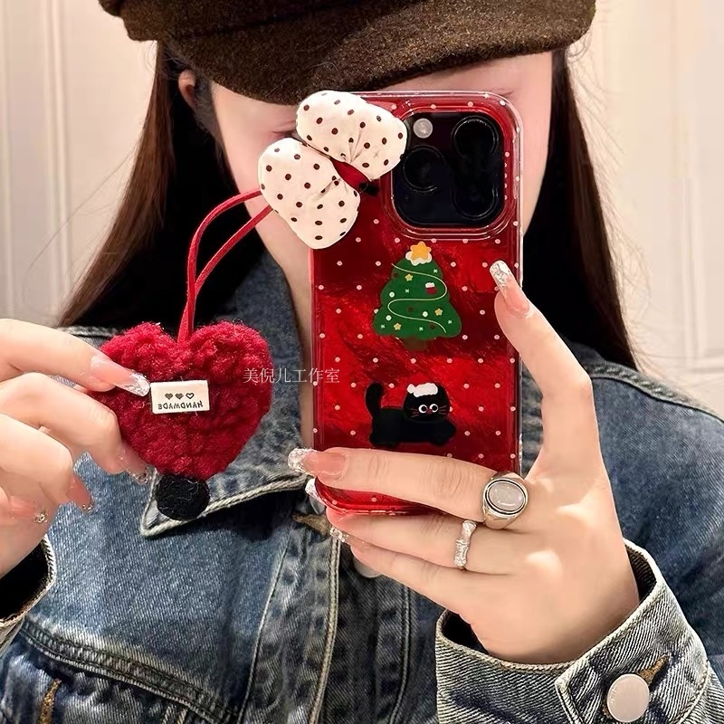 新年红色波点圣诞树适用苹果vivoOPPOiPhone华为荣耀小米手机壳