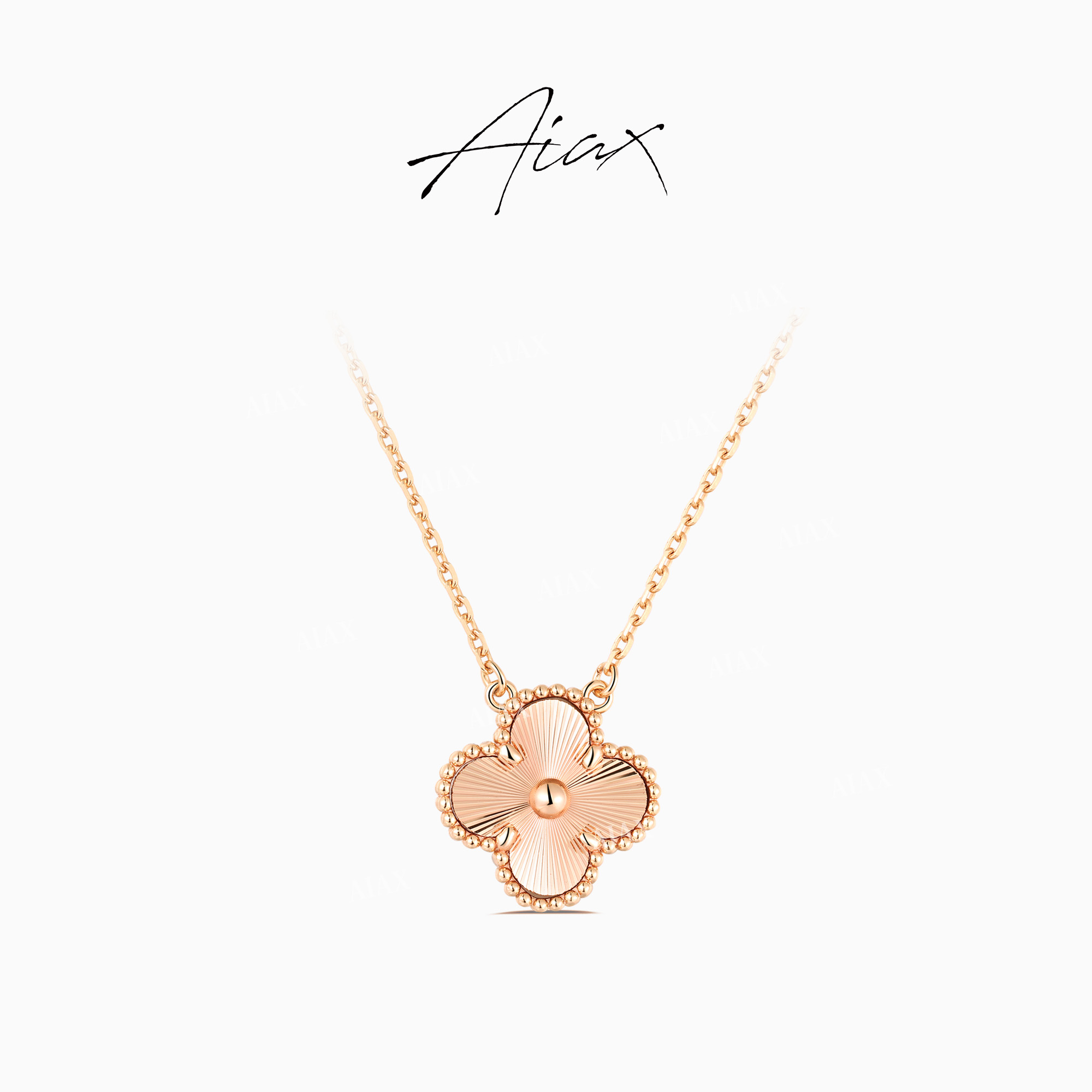 AIAX 925银 镀K金 【情人节】经典手工拉丝四叶复古项链TSJ9408