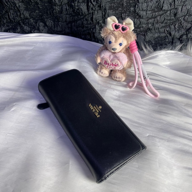 95新 Prada/普拉达 普拉达黑金翻盖长钱包