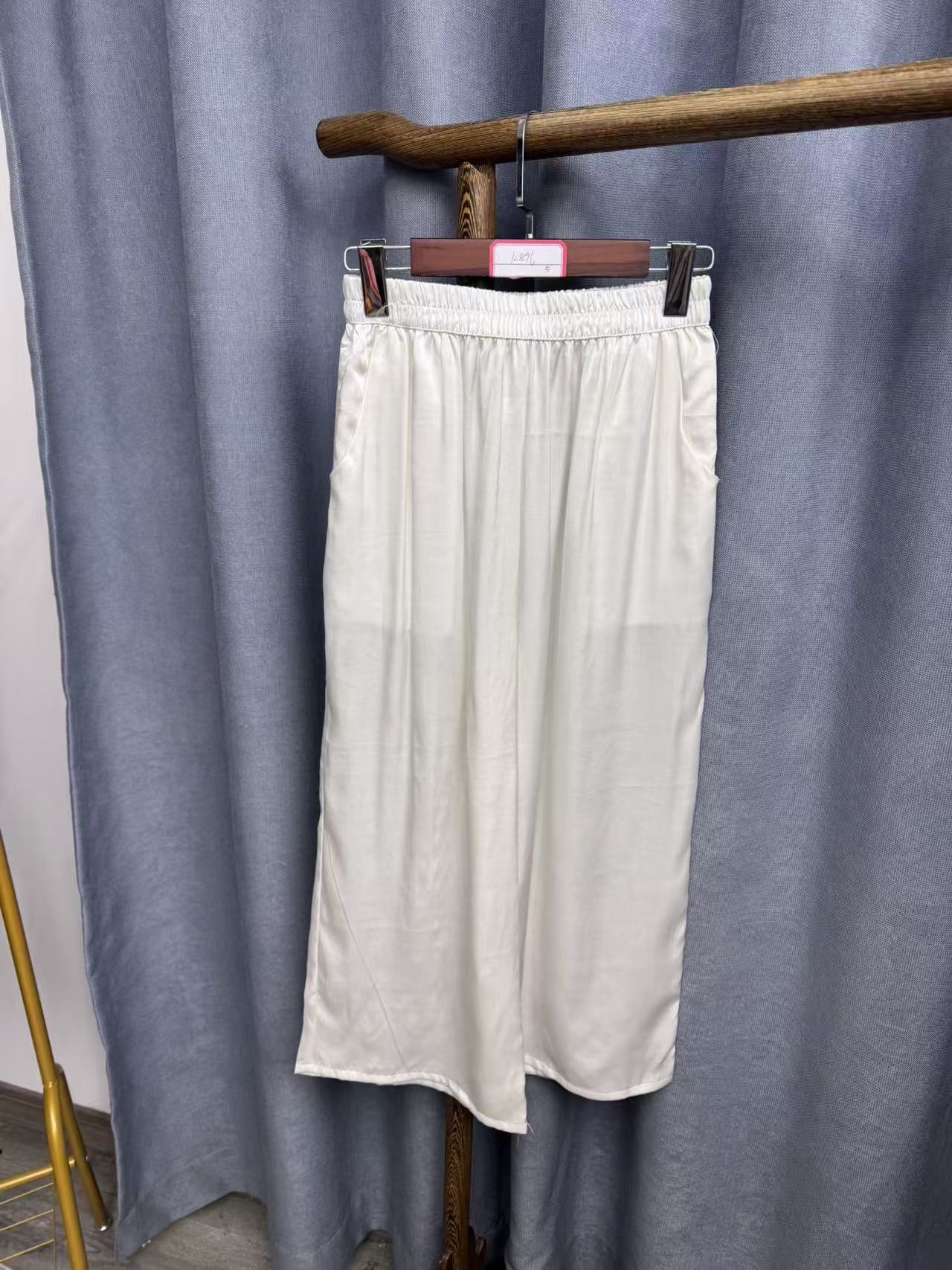 2025夏季新款简约百搭宽松桑蚕丝直筒裤女k896