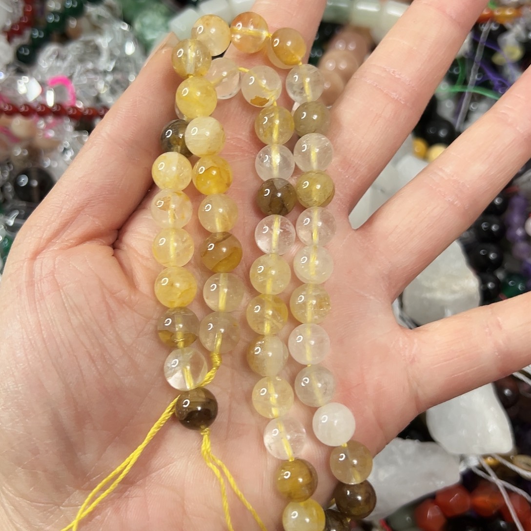 玛瑙/玉髓未镶嵌珠宝半成品，卡8黄胶花一条