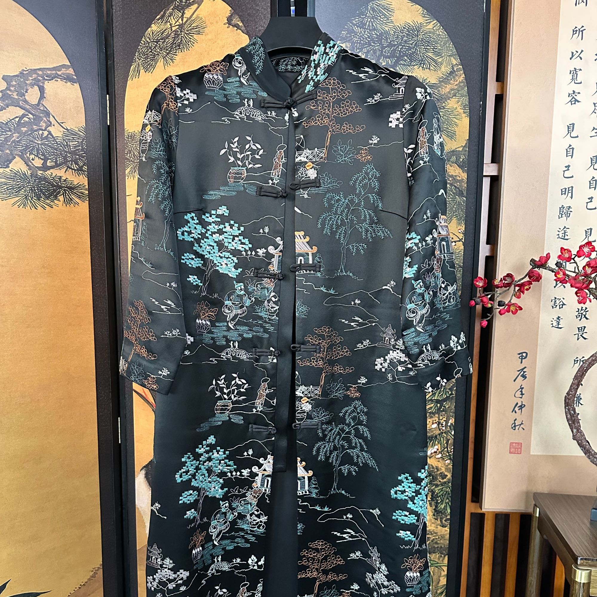 美爱《墨韵山水》醋酸国风秋冬新款大衣