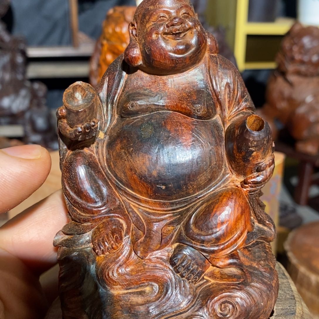 最***）小叶紫檀檀香紫檀弥勒香炉