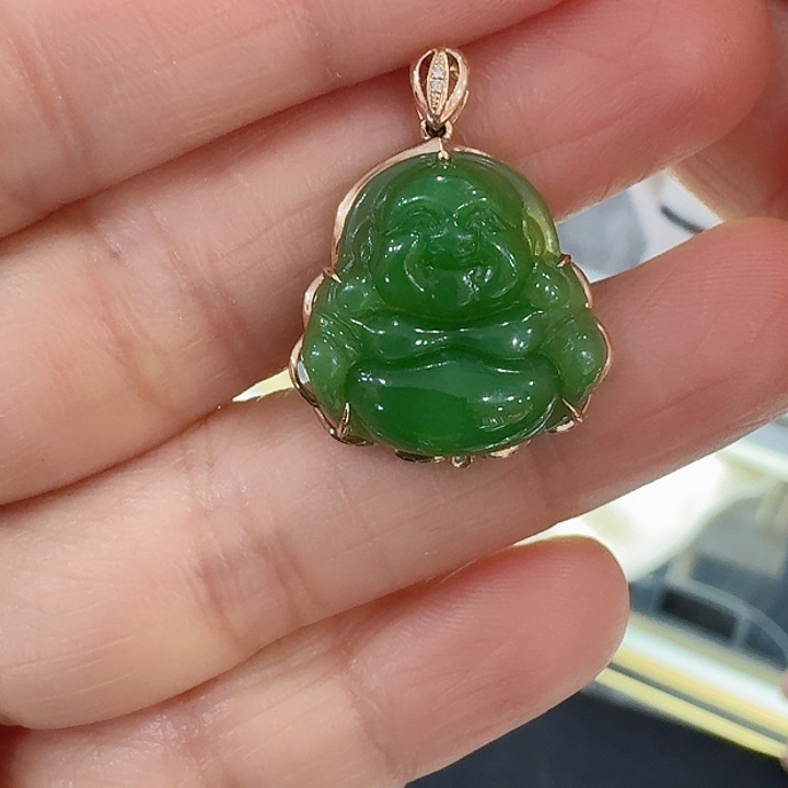 颈饰18K金镶嵌和田玉?*倩仓库