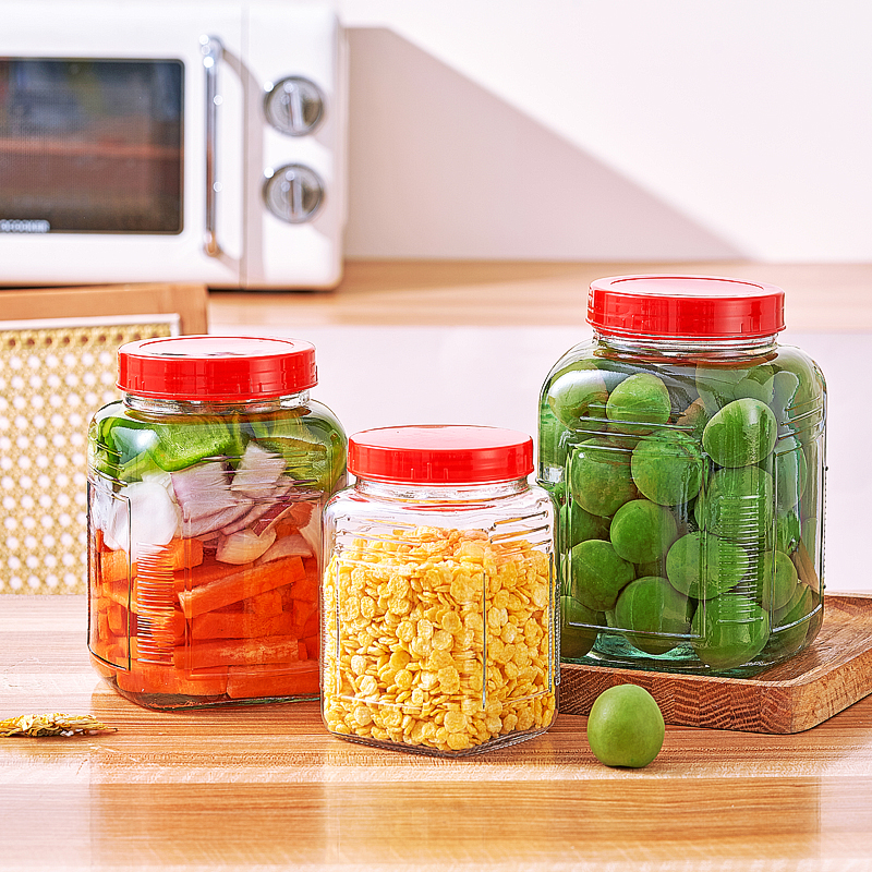 【750ml三只装】加厚玻璃密封罐泡菜坛五谷杂粮零食干果家用储物罐