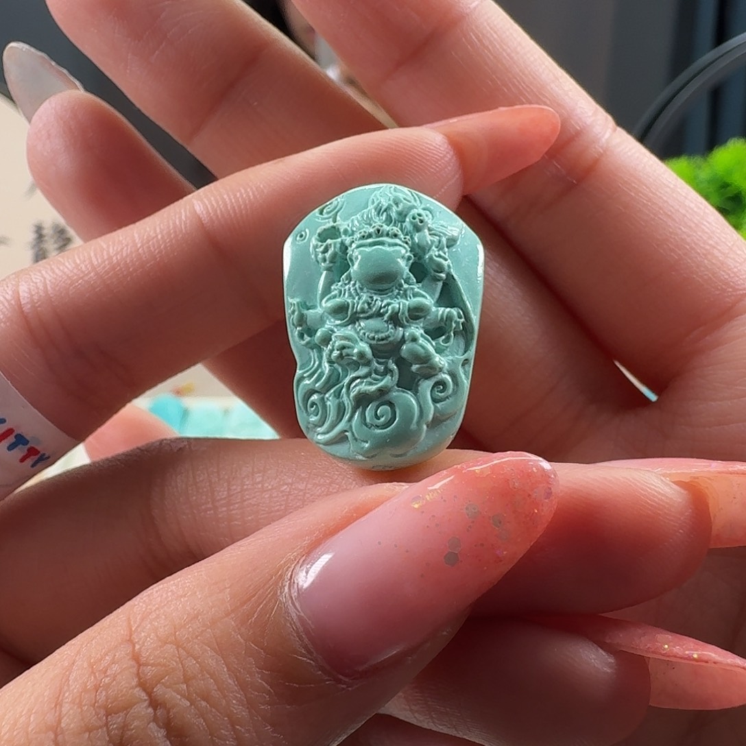 绿松石未镶嵌吊坠(不含链)六臂黑天