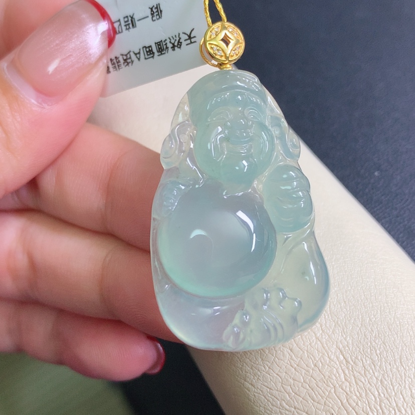 【闪购商品】翡翠颈饰18K金镶嵌财神