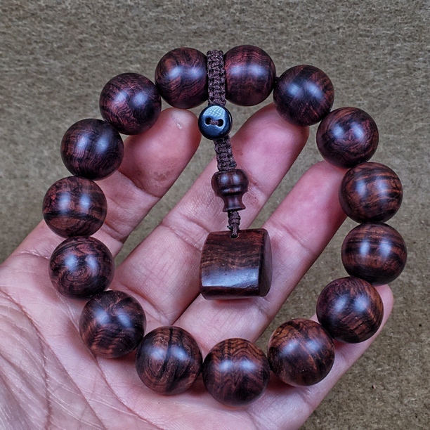 黄花梨紫油梨老料规格2.0手工打磨油性足皱纹满水波文玩手串