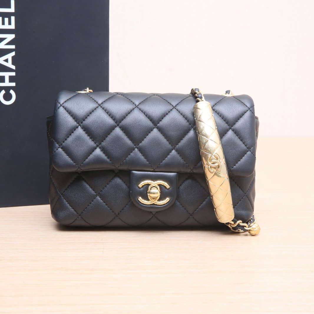 99新 Chanel/香奈儿 【满减黑黑】24B CF 口盖包 黑色 芯片开