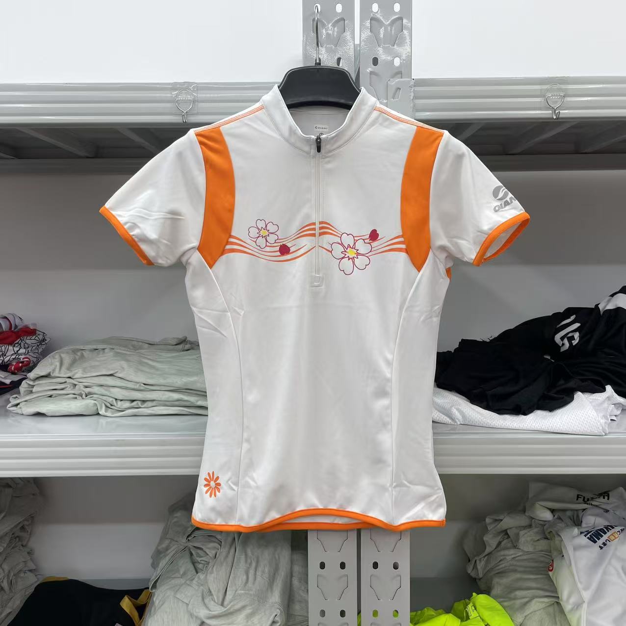 夏季女士骑行服短袖半拉链T桖速干透气高弹力收腰