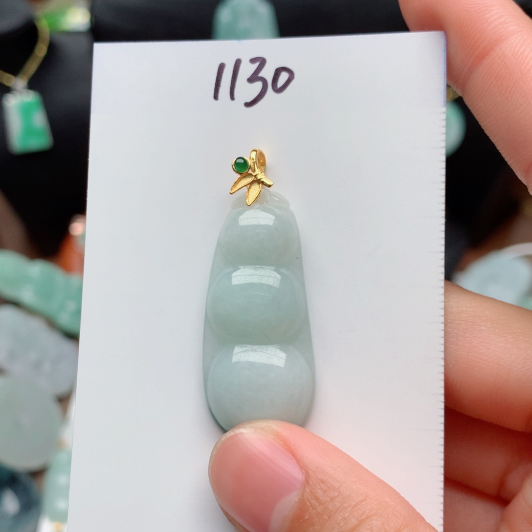 翡翠颈饰银S925镀金镶嵌吊坠