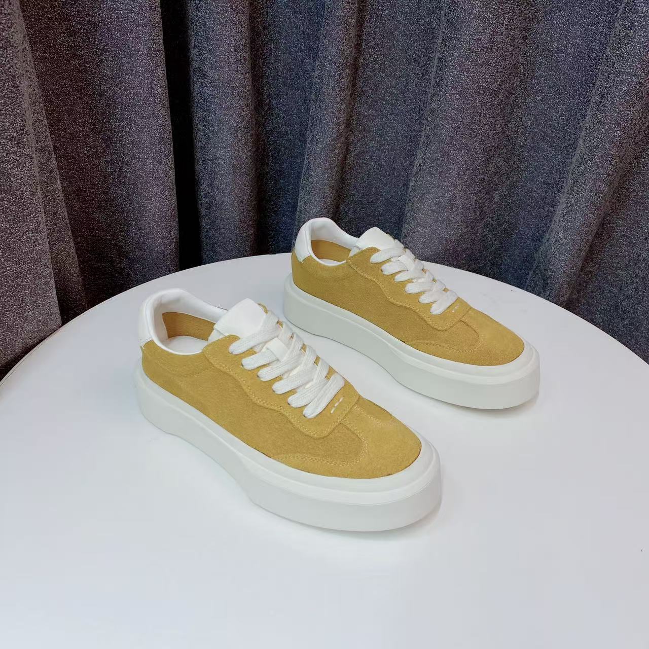 【表弟严选】C5577 黄色  时尚板鞋女2025新款高端年轻厚底休闲鞋