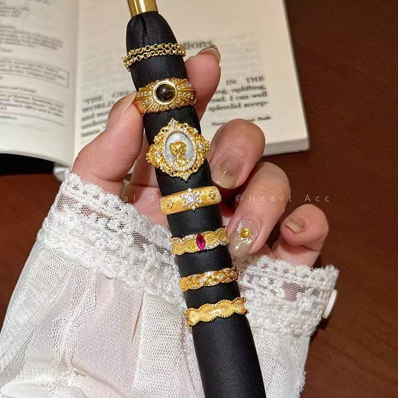 铜合金树脂戒指 铜合金锆石活口银色女原创设计指环设计时尚简约