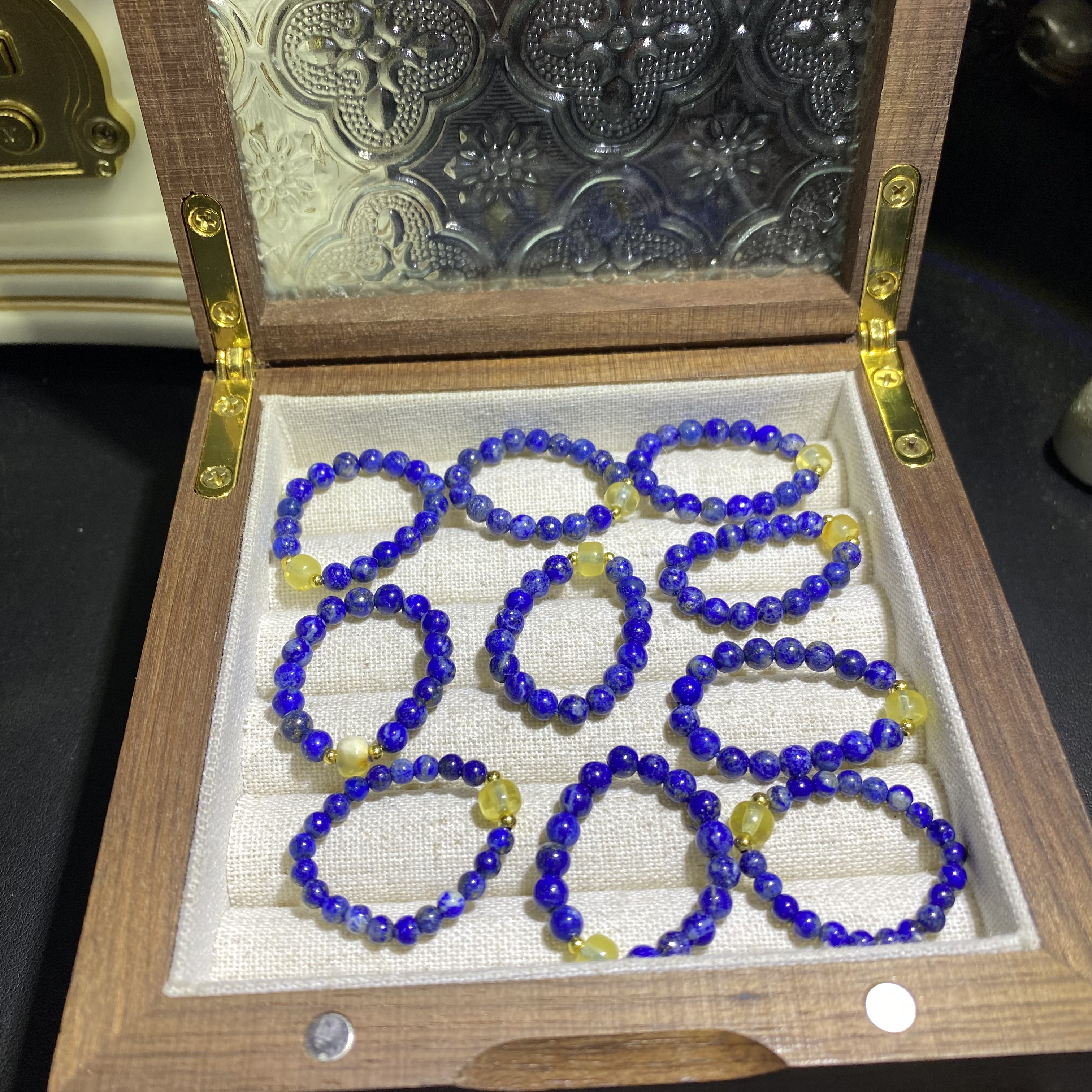 X1160-天然老矿料阿富汗青金石戒指戒圈-多样性发其一