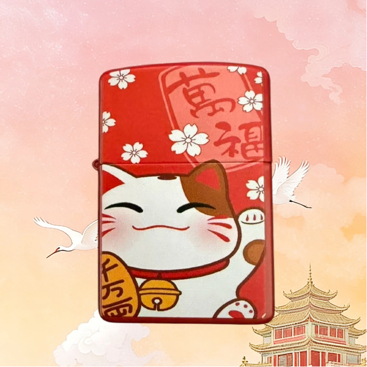 招财猫防风打火机男士送男友达人无油