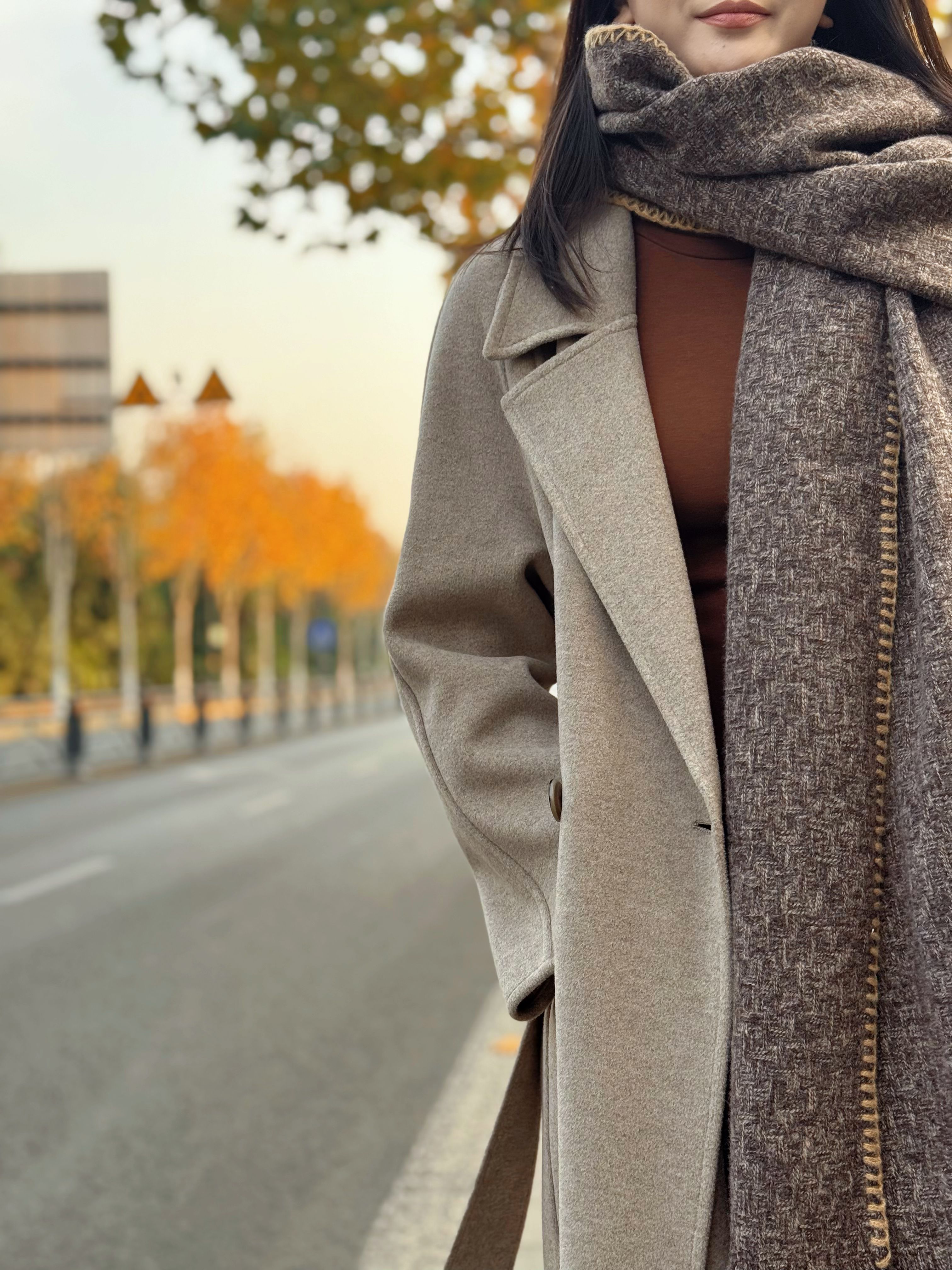 25新款赫本风大衣女中长款双面羊毛宽松休闲韩版羊毛呢子外套