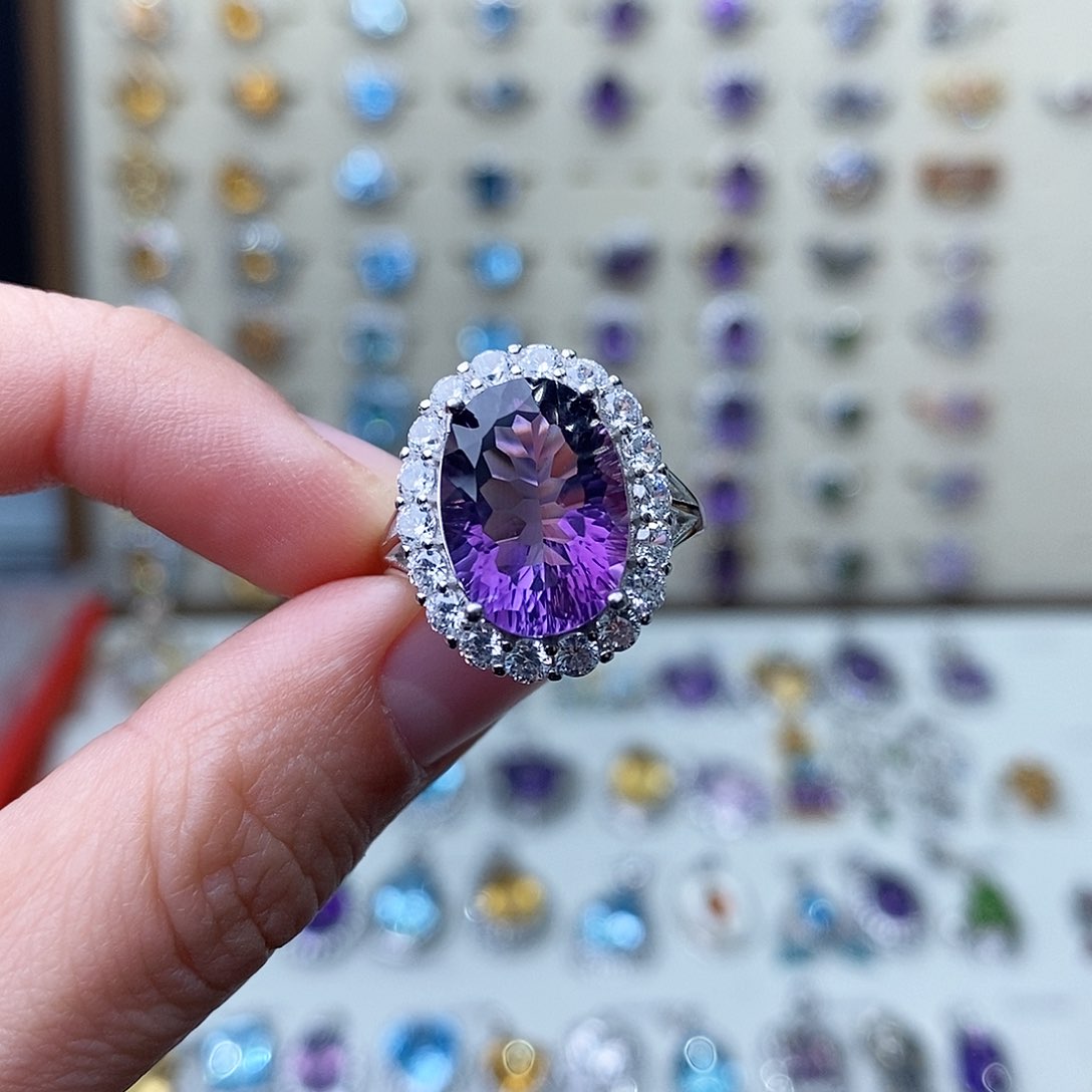 紫晶戒指银S925镶嵌（一物一证）