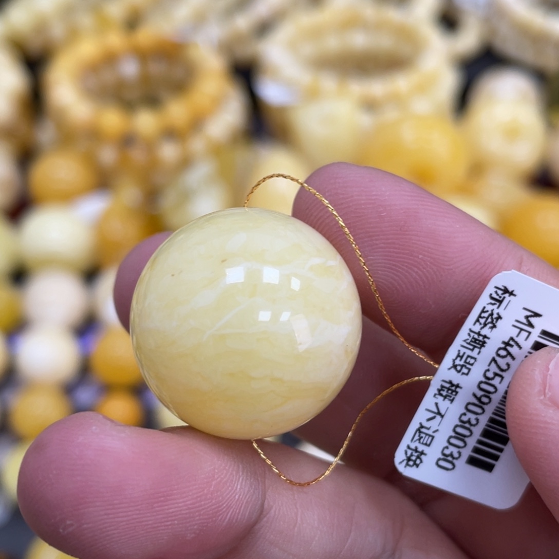 裸石蜜蜡未镶嵌23mm瑕疵浓蜡白花虎皮