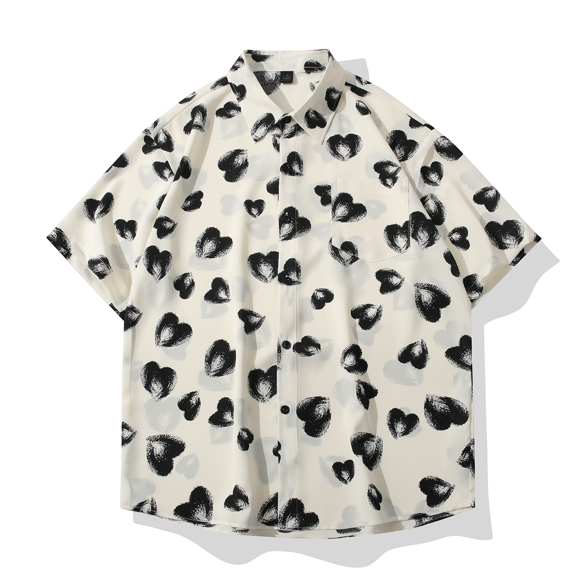 日系简约垂感冰丝衬衫男五分袖夏季薄款百搭宽松短袖ins休闲衬衣