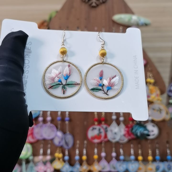 织绣苏绣耳环耳钉耳饰