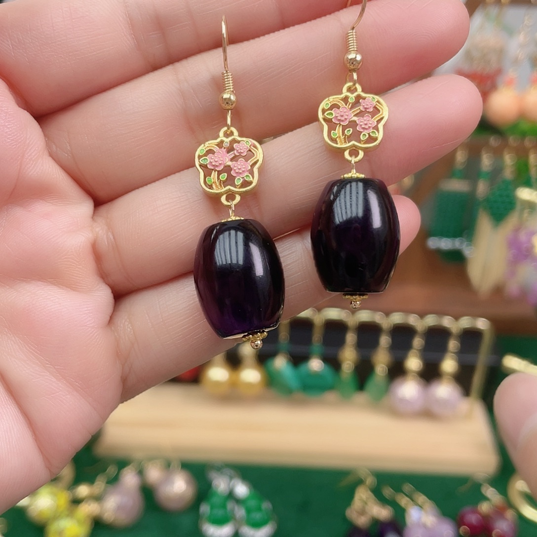 玛瑙/玉髓合金耳饰