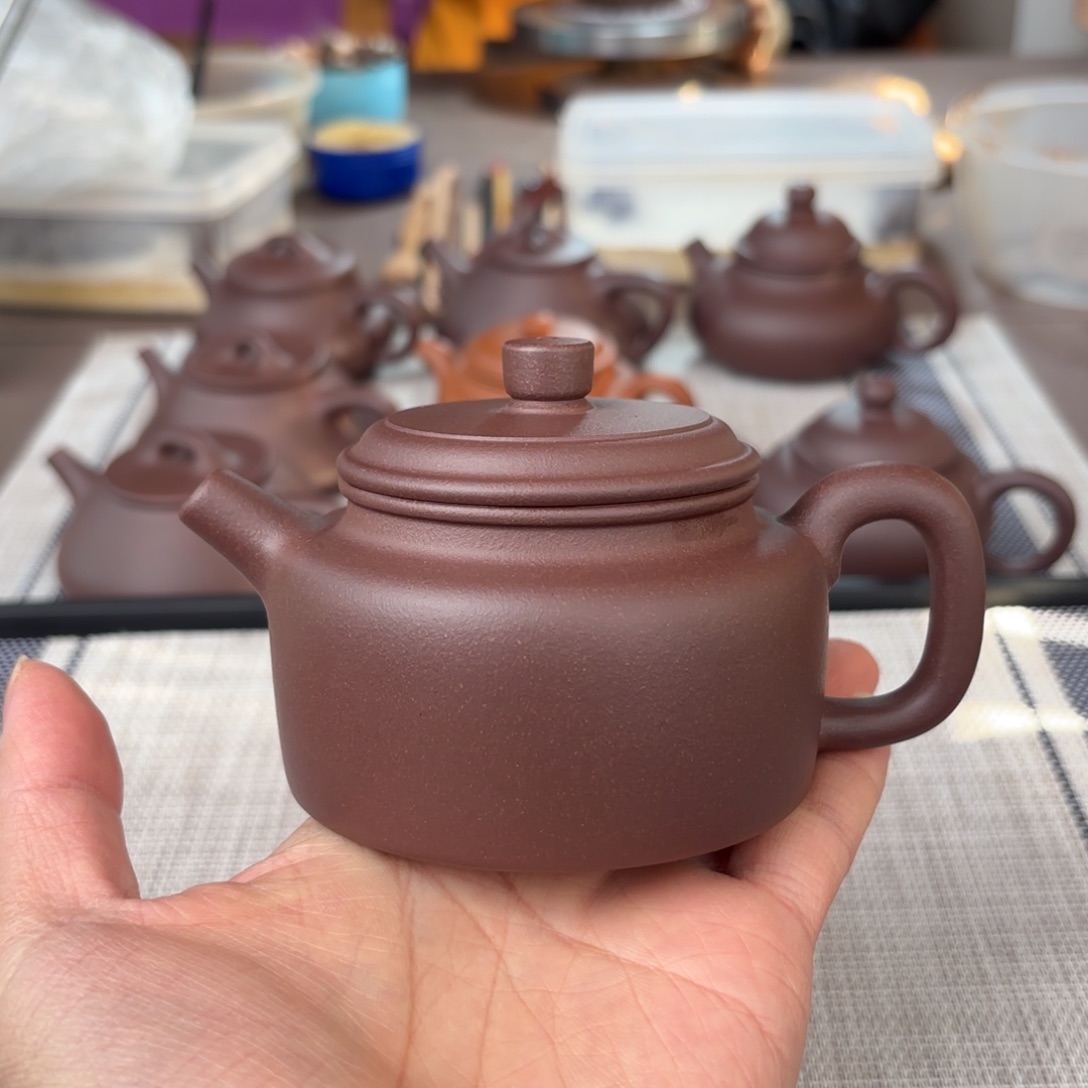 茶壶紫砂半手工老紫泥德钟壶200