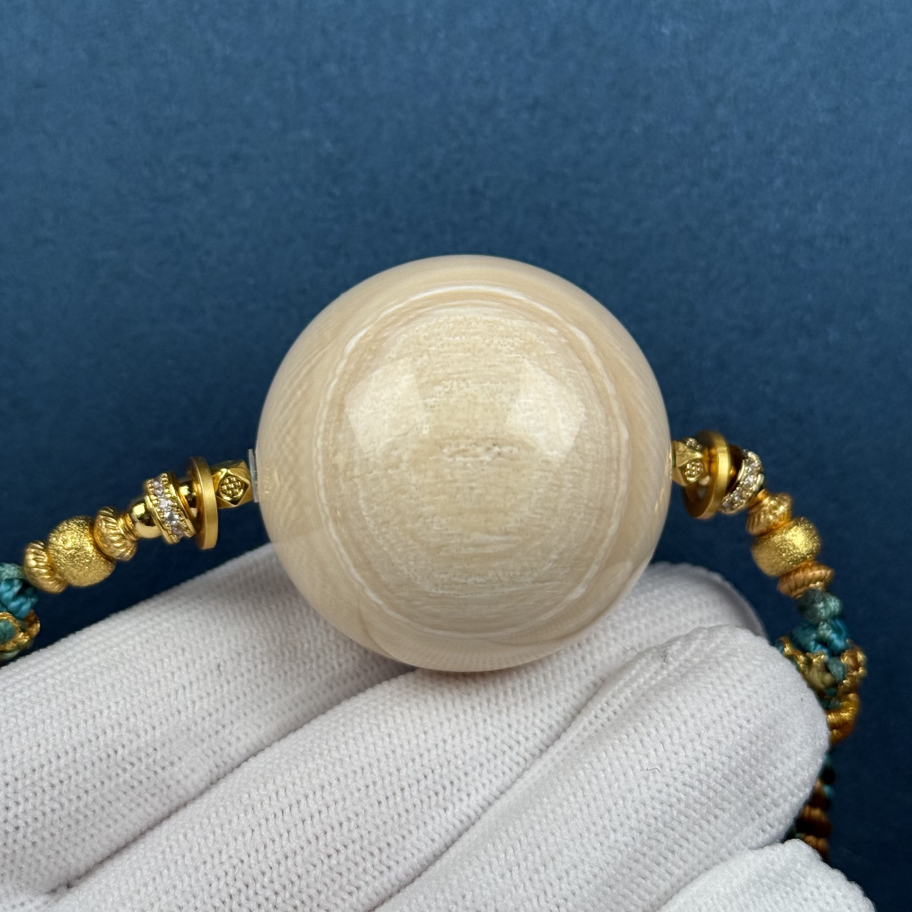 D89-22天然猛犸牙 芝士皮圆珠35.7mm支持复检假一罚十